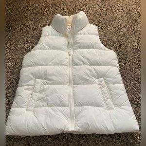 old navy, slightly off white puffy vest